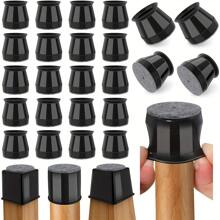 24pcs Black Silicone Felt Furniture Leg Pads With Gray Base - Non-Slip, Scratch-Free Furniture Covers For Hardwood Floors, Slippery Tables And Chair Legs, Chair Leg Floor Protectors