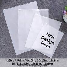 Gói 10-50 túi khóa kéo mờ tùy chỉnh, túi khóa kéo mờ có logo cá nhân, gói mua sắm bằng nhựa tái sử dụng cho áo phông, quần áo, doanh nghiệp nhỏ - Trong sáng - Xem 7