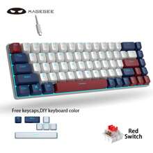 MageGee Box 65% 机械键盘，有线游戏键盘，带蓝/红轴，Type-C，68 键，LED 背光，迷你紧凑型键盘，适用于笔记本电脑、Windows PC 和游戏 - 彩色 - 查看 14