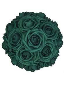 Conjunto com 30 ou 7 unidades de flores artificiais com hastes, flores de espuma verde-escuras, 8 cm de diâmetro, toque realista, rosas de espuma para projetos DIY, ideais para buquês de casamento/decoração de mesas, cenários para festas ao ar livre, decoração de ambientes/mesas, jardins/vasos de plantas, Dia dos Namorados, Dia das Mães, aniversários e também como presentes. - Verde escuro - Ver 1
