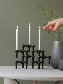 1-delige set metalen kaarsenhouders met moleculaire structuur, Scandinavische, retro en minimalistische driepotige kaarsenhouders, kerndecoratie voor de woonkamer, geometrische creatieve ornamenten, decoratie voor kaarsenhouders in huis, voor huisdecoratie
