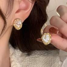 Vintage Elegant Style Irregular Imitation Design Stud Earrings For Women Dating Earrings - Multicolor - View 2