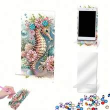 1pc Women's Acrylic Diamond Painting Kit - 5D Crystal Painting By Numbers, Colorful Fox/Bee/Seahorse/Deer/Pattern Design, Multifunctional Phone Holder And Mirror Stand, Creative DIY Craft Gift Set - Multicolor - View 16