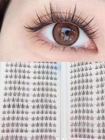 384pcs Easy-To-Apply Sunflower Cluster False Eyelashes Book For Women - Natural Look, Large Capacity, D Curl, 10-12Mm Length, Formaldehyde-Free, Easy Application Eyelashes|Natural Look Eyelashes|Vibrant Eyelash Appearance, Eyelash Extension Supplies