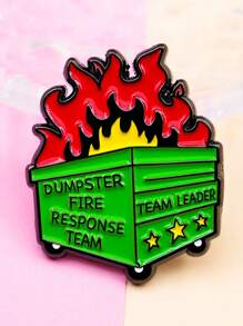 1pc Garbage Bin Fire Response Team Enamel Brooch Saves Hot Garbage Fun Brooch, Gift Brooch, Used For Backpacks, Fashion Accessories, Clothing Decoration, Holiday Gifts, Suitable For Men And Women School