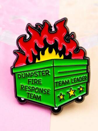 1pc Garbage Bin Fire Response Team Enamel Brooch Saves Hot Garbage Fun Brooch, Gift Brooch, Used For Backpacks, Fashion Accessories, Clothing Decoration, Holiday Gifts, Suitable For Men And Women School