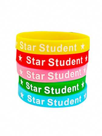 hoojojo 5 Pcs Star Student Bracelets, 5 Colors, Colorful Bracelets, Reward Bracelets, Outstanding Students, Prizes, Back To School, Teaching Supplies