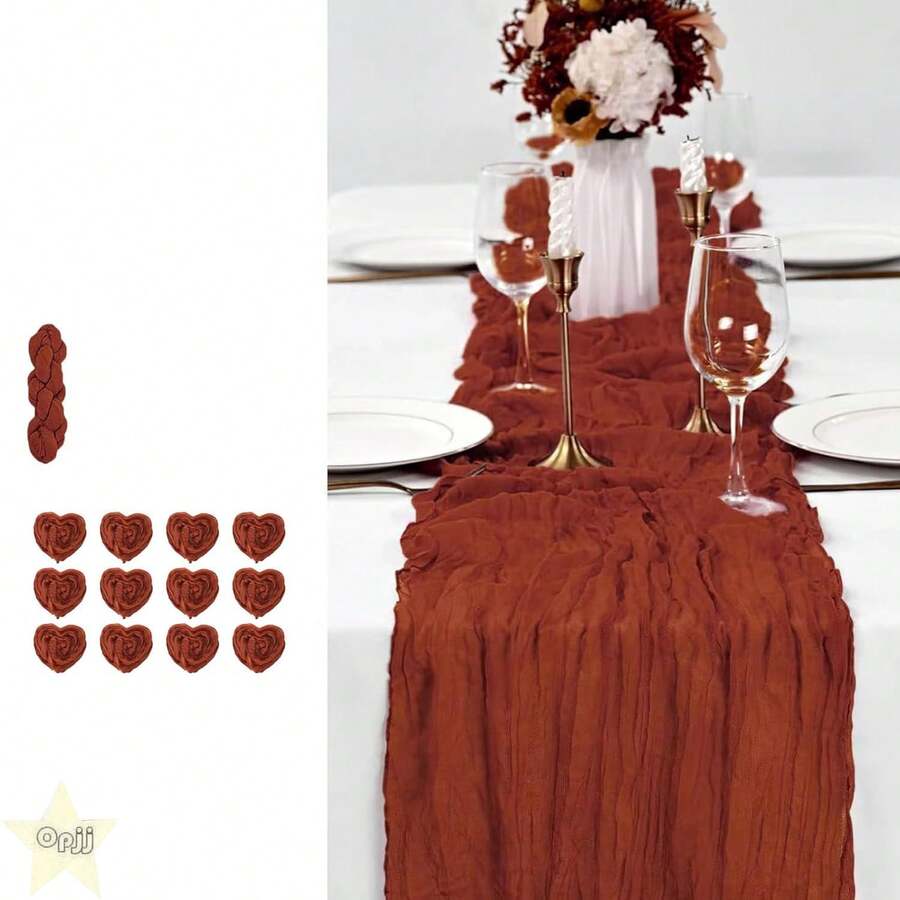 1 buah Taplak Meja Motif Daun Maple Merah dan 12 buah Serbet Motif Daun Maple Merah, Dekorasi Kain Keju Gaya Bohemian, Cocok untuk Pernikahan Romantis, Pesta Ulang Tahun, Acara Bridal Shower, Meja Hidangan Penutup, Hari Thanksgiving, Dekorasi Natal