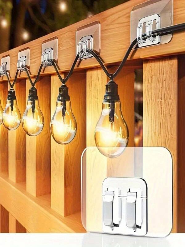 50 piezas /30 piezas /5 piezas Ganchos para luces de exterior - No se necesita perforar, sin daños, ganchos de plástico resistentes al agua y a los rayos UV adecuados para decoración interior/exterior de festivales (Navidad, Acción de Gracias, Halloween, Eid Al-Fitr) - Instalación con herramientas, para colgar, iluminación de festivales, diseño sencillo, construcción resistente, decoración del hogar