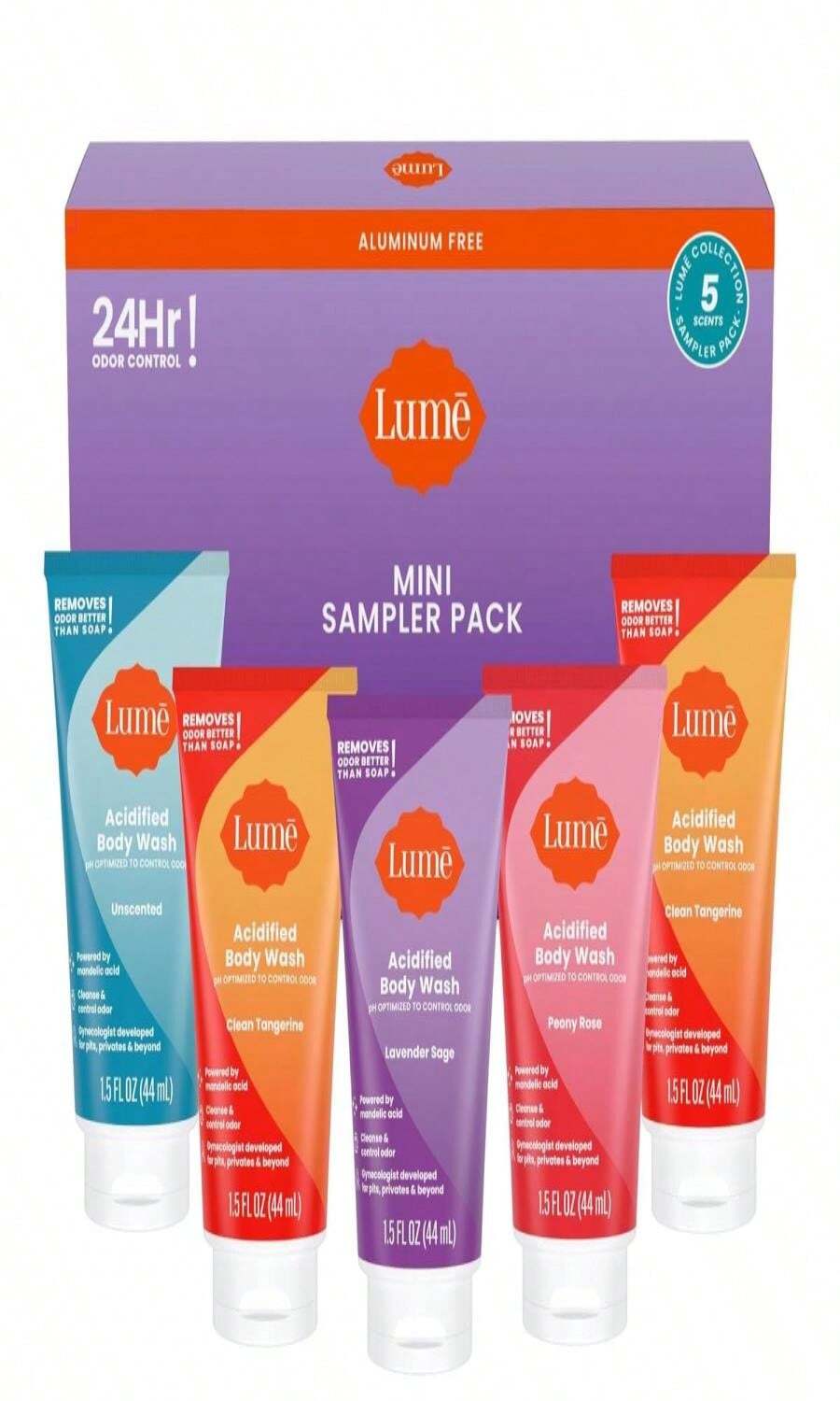 Lume Acidified Body Wash - 24 Hour Odor Control - Removes Odor Better Than Soap - Moisturizing Formula - Formulated Without SLS Or Parabens - OB_GYN Developed - 85 Ounce (Unscented) - Sampler - 查看 1