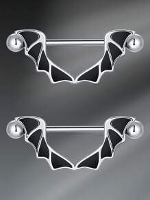 CIZME 1pair Funky Stainless Steel Spider Octopus Bat 14G Nipple Rings For Women Halloween 14 Gauge Nipple Stud Barbell 16mm Nipple Piercing Jewelry Body Piercing