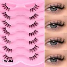 10 pares de pestañas postizas completas, pestañas estilo ruso, pestañas esponjosas con efecto de visón rizado en D, pestañas alargadas con efecto de ojo de gato, pestañas naturales y gruesas, extensión de pestañas, esencial de maquillaje de viaje, pestañas postizas - Negro - Ver 10