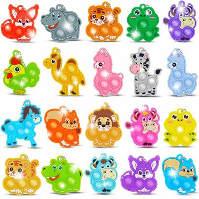 1/5/10/15/20/25/40个装泡泡钥匙扣 - 迷你泡泡趣味/动物系列 - 生日派对减压玩具、奖励、礼品袋、趣味玩具、派对小礼物、桌面装饰、圣诞节、礼盒填充物、万圣节礼物等等