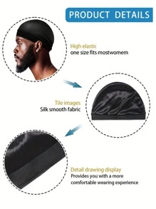 3Pcs/1pc Men's Breathable Satin Turban Wave Cap - Elastic Running Fitness Headwear, Adjustable Stretchy Design Sport Hat