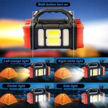 LED Solar Camping Light - Bright, Portable, Rechargeable, With Power Bank Function, USB Port, And LED Flashlight Features. It Boasts Long-Lasting Battery Life, A Durable Design, And Multiple Charging Options,Portable Rechargeable Flashlights, Ideal Hiking Camping Choices, Easily Tackle Various Outdoor Challenges, And Unleash Passion! - Red - View 8