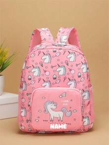Individueller Schulanfang Einhorn Dinosaurier Mini Rucksack, personalisierter Name oder Feiertagsgruß Muster. Gestalte deinen eigenen Rucksack. Modisch lässig, vielseitig süßer Cartoon Einhorn Dinosaurier Bagger Baustellenfahrzeug Muster Rucksack. Leichter Münzbeutel, perfekt für Teenager für den täglichen Gebrauch, Ausflüge, Reisen und Einkaufen. Druckmusterposition zufällig - Text 2 - Übersicht 14