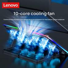 Lenovo ZJA9 Laptop Cooling Stand, Extremely Cold Metal Grid + Turbo Dual Fans, Stepless Dimming Atmosphere Light, 8-Speed Angle Locking, Triangular Mechanical Load-Bearing, Compatible With 13-17 Inches - Black - View 3
