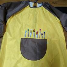 1 件简约时尚绘画罩衫，可爱彩色画衣围裙，适用于工作室、餐厅、艺术绘画，可翻转（领子颜色随机混合）