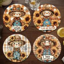 1 Set /4 Pieces /6 Pieces: Scarecrow Pattern Diatom Mud Coasters, Flower Coffee Coasters, Multi-Occasion Decoration For Home And Restaurant, Daily Gifts, Table Decoration, Daily Decoration, Theme Party Decoration - Multicolor - View 6