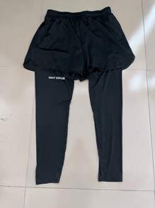 1 paio di pantaloni sportivi da uomo, in rete traspirante, con compressione ad alto supporto, che assorbono il sudore e hanno una tasca per il telefono, adatti per corsa all'aperto, esercizi sportivi, autunno