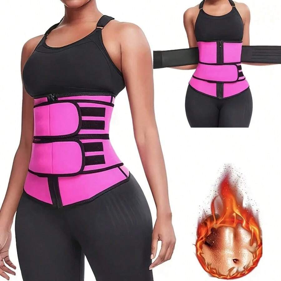 可调节压缩胸带、腰部训练塑身器、健身腰部支撑带 - 男女适用 - 玫紅色 - 查看 1