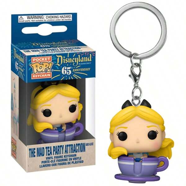 شغل يدوي فاخر! قلادة مفتاح على شكل تمثال صغير لأليس في بلاد العجائب وكوب