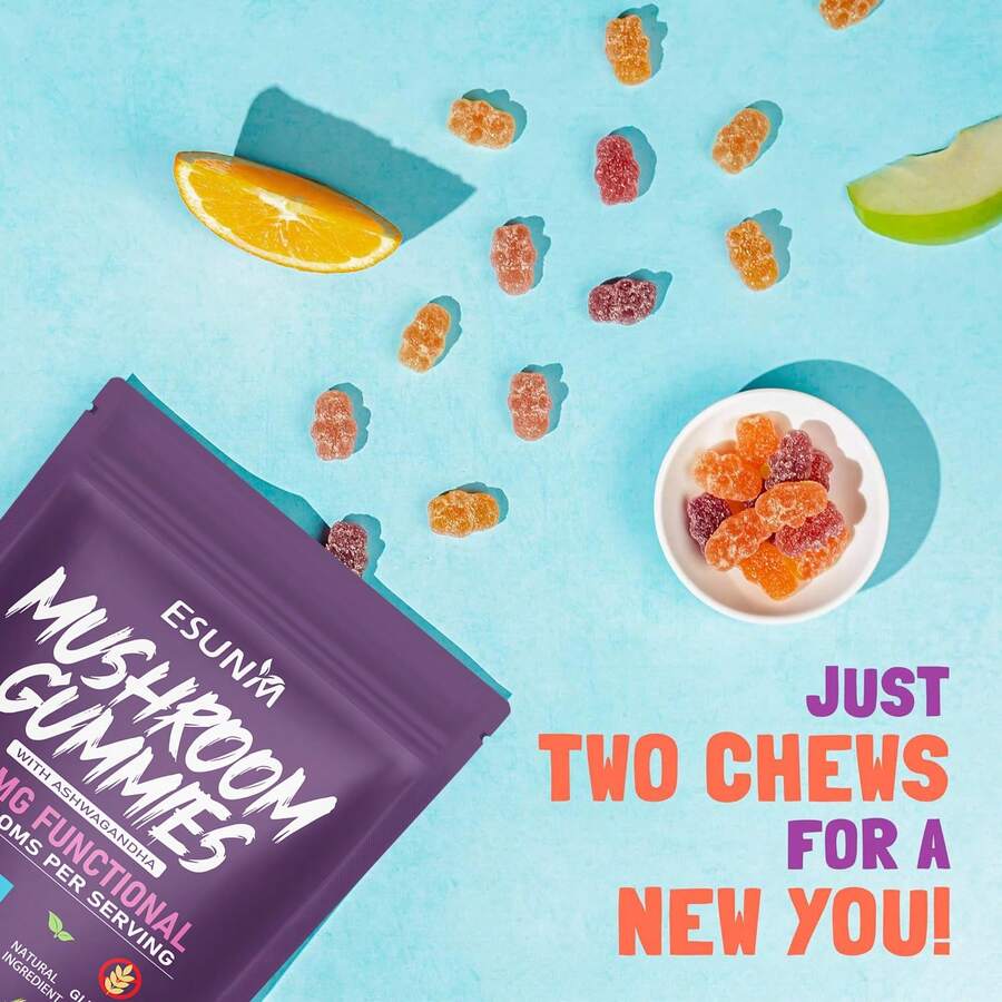 Ashwagandha Natural Mushroom Gummies - Meticulously Selected Ingredients Such As Cordyceps And Lion's Mane Mushroom, Vegan - Friendly With No Burden. - 1袋 - 查看 1