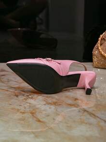 Europeisk och amerikansk stil med spetsad tå Höga klackar damskor Stilett, svampnitar och dekoration med bältesspänne. Lämplig för rockfestivaler och punkmode - Rosa - Visa 9