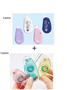 1pc/4pcs Mini Polka Dot Correction Tapes, 6M Length, Random Colors