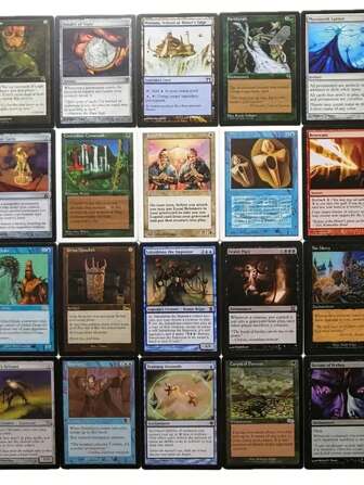 60 piezas de cartas de Magic The Gathering con núcleo negro, tierras duales, tierras de búsqueda, tierras de choque, cartas proxy