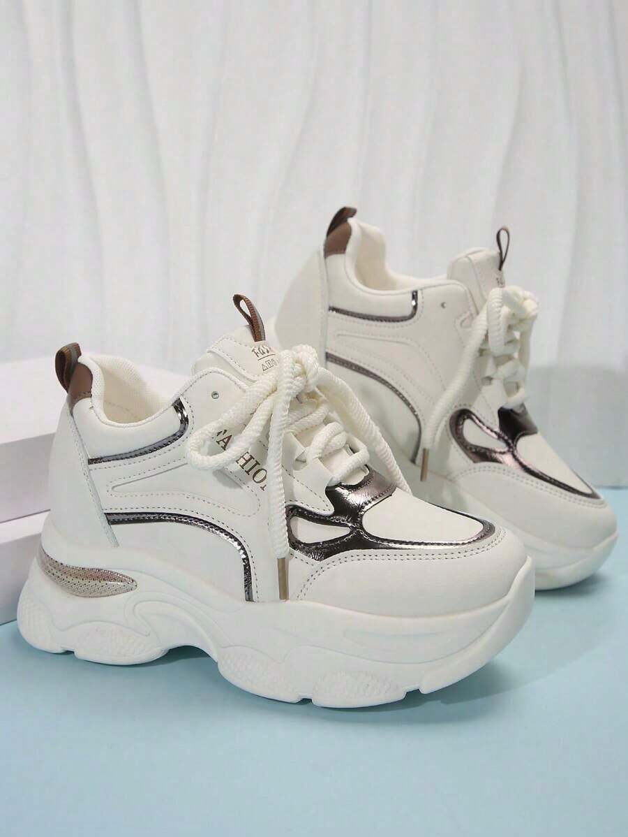 Women Wedge Sneakers - 杏 - 查看 1