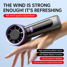 مروحة محمولة بسرعات قابلة للتعديل من 100 مستوى، مصغرة قابلة للشحن عبر منفذ USB ببطارية فائقة الطول 1800مللي أمبير للاستخدام