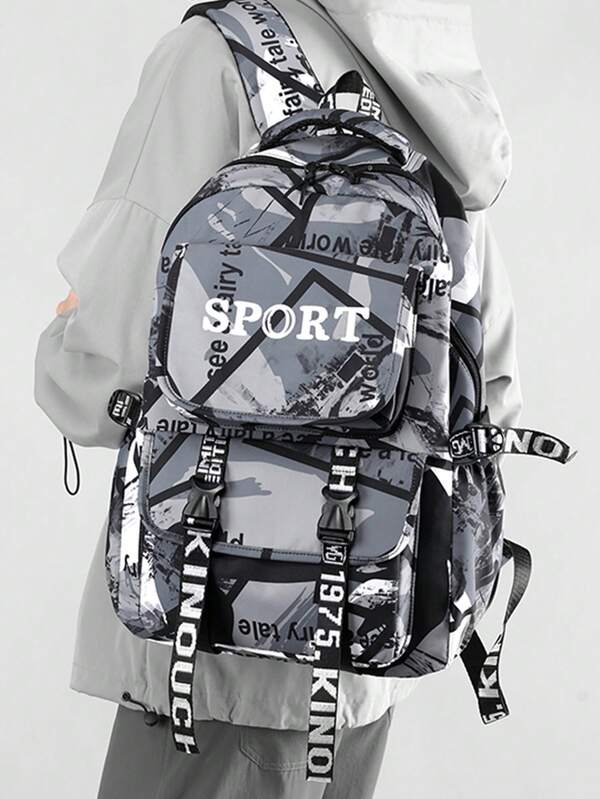 Schoolbag Male Junior High School Students High School Students College Students Computer Backpack Personalised Graffiti Large Capacity Shoulder Bag Large Capacity Bag