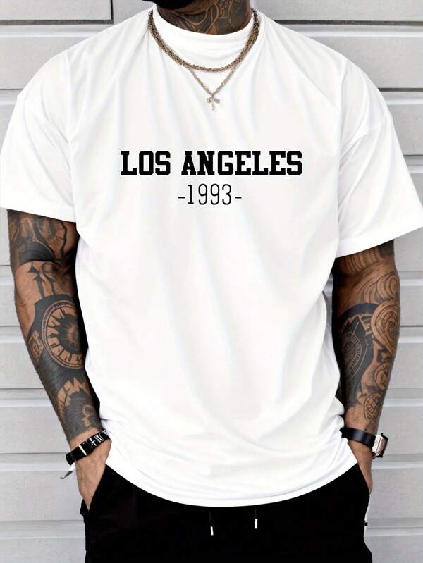 Men'S Los Angeles 1993 Floral Sports Casual Versatile Short-Sleeve T-Shirt