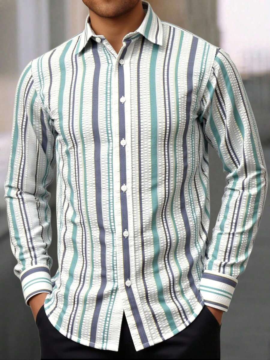 Camisa de Manga Larga de Algodon con Poliester Corrugada - Blanco - Ver 1