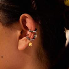 Uworld Silver Metal Heart Star Drop Earrings Stainless Steel Anti Allergy Premium Jewelry Daily Waterproof Stud Earring