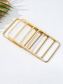 5 件/套个性化夸张欧美风格矩形手链，金色、银色、玫瑰金，适合女性日常佩戴、派对或活动