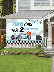 1 tấm phông nền sinh nhật chủ đề đua xe - Biểu ngữ 'Two Fast 2 Curious' màu xanh lam và đen cổ điển Trang trí tiệc Vật dụng trang trí lễ kỷ niệm Cờ ca rô Các yếu tố bóng bay Đạo cụ chụp ảnh Studio Trang trí sinh nhật cho nam Tiệc đua xe tốc độ Trang trí tường sự kiện chủ đề nhà để xe - Nhiều màu - Xem 3