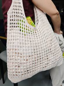 1 Túi đeo vai thời trang đan móc hở dành cho nữ; Túi xách thường ngày dành cho nữ; Túi đan móc đơn giản; Túi mua sắm dành cho nữ, Quà tặng Ngày của Mẹ, Túi xách cho mẹ, Túi tốt nghiệp, Túi đi làm cho thanh thiếu niên, Cặp sách cho trường đại học và trung học, Lý tưởng cho các hoạt động ngoài trời, du lịch và trở lại trường, Halloween, Ba lô đựng đồ di động cho Giáng sinh, Túi tote đi biển đan móc, Túi xách nữ Summer Aesthetics, Túi đi làm. - Màu be - Xem 4