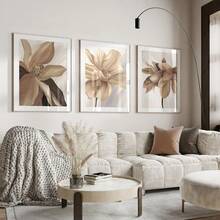 3pcs Unframed Canvas Neutral Wall Prints, Botanical Wall Prints, Nature Wall Prints, Beige, Brown, Autumn Room Wall Decor Art - Multicolor - View 7
