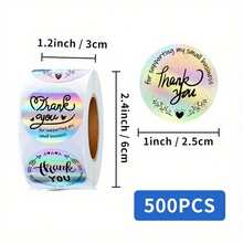 500pcs Rainbow Laser Thank You Stickers 1inch Small Business Stickers Adhesive Labels For Boutiques Wrapping Supplies - Một cỡ - Xem 2