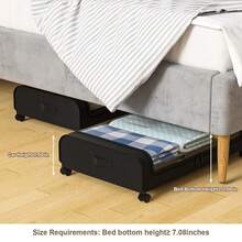 Dusting Household Under Bed Storage Shelves Under Sofa Clothes Shoe Storage Box Pulley Organizers - 黑色 - 查看 4