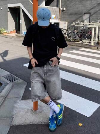 青少年复古宽松休闲牛仔短裤