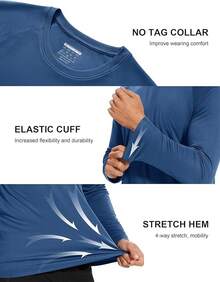 Men's Long Sleeve Shirts UPF 50+ UV Sun Protection Athletic Shirts For Hiking Running Workout Rash Guard-2025 - Blue Grey - View 10