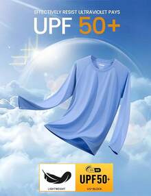 Men's Long Sleeve Shirts UPF 50+ UV Sun Protection Athletic Shirts For Hiking Running Workout Rash Guard-2025 - Light Blue - View 11