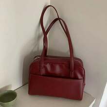 Korean Style Large Capacity Single Shoulder Women's Bag Versatile Vintage Underarm Bag Autumn 2025 New Arrival Tote Bag - 棕色-無吊墜 - 查看 6