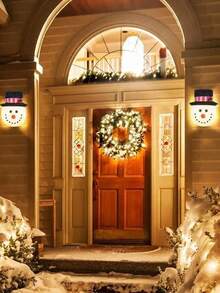 Snowman Christmas Porch Lampshade, Christmas Outdoor Decoration Holiday Lampshade, Suitable For Porch Lights, Garage Lights, Large Lamps, Christmas Outdoor Decoration Holiday Lampshade, Suitable For Porch Lights, Garage Lights, Large Lamps Installation. - Multicolor - View 3