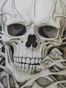 Men's 3D Printed Skull Pattern Long Sleeved T-Shirt, Casual Round Neck, Polyester Knitted Fabric, Slightly Elastic, Regular Pullover, Breathable Street Style, Lightweight And Breathable, Suitable For All Seasons, Give Gifts To Friends - Multicolor - View 5