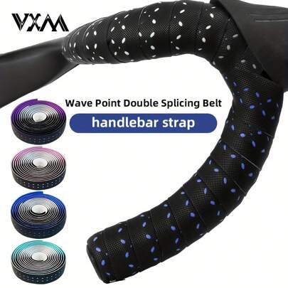 1 Pair EVA Polka Dot Composite Road Bike Handlebar Tape, Breathable, Black, Cloth Surface, Waterproof Fabric, Vibration-Absorbing, Bicycle Shock Absorption, With Road Bicycle Handlebar Packaging