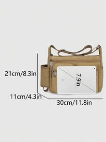 Multi-Pocket Canvas Shoulder Bag – Casual Utility Crossbody Satchel For Men, Daily Travel Organizer With Bottle Holder